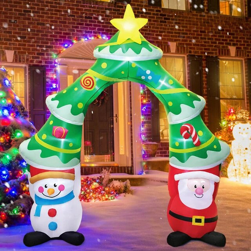 Hot Santa Claus Merry Christmas Tree Arch Sleigh Home Outdoor Inflatable Decoration Cosplay