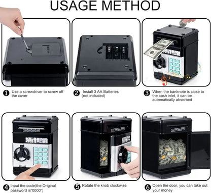 Electronic Piggy Bank Password Safe Box for Children, Coins, Cash, ATM Machine Kid Gifts