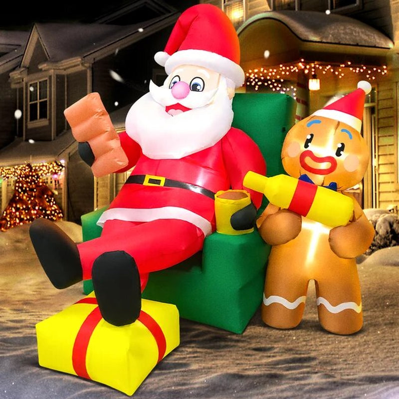 Hot Santa Claus Merry Christmas Tree Arch Sleigh Home Outdoor Inflatable Decoration Cosplay