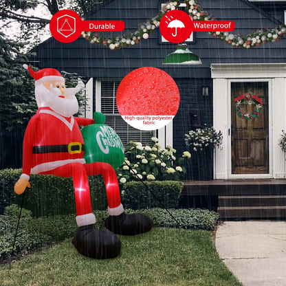 8FT Climbing Santa Christmas Inflatables Decorations Built-In LED Light Xmas Holiday for Party Outdoor Porch Decoration