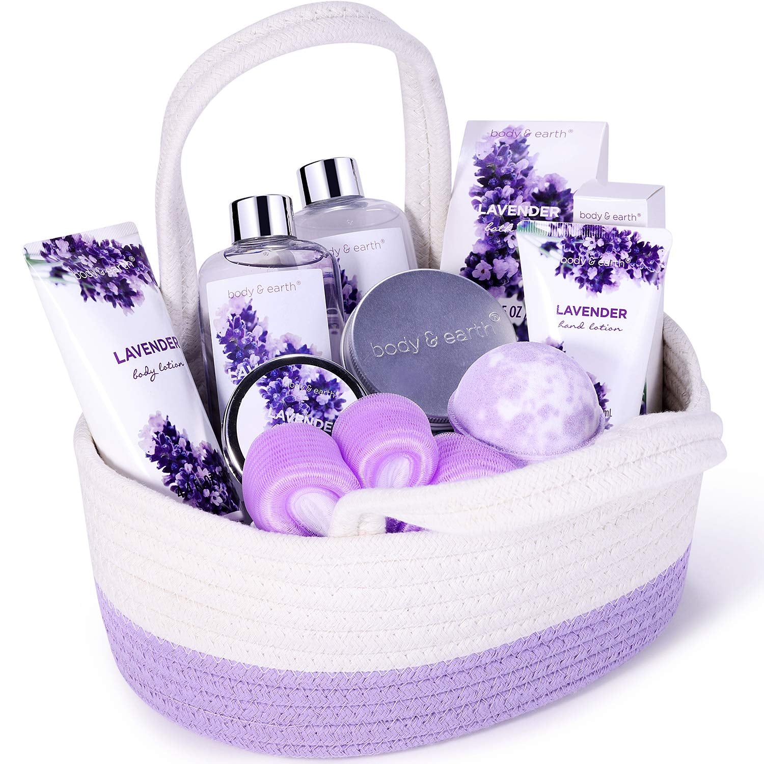 Gift Basket for Women - Bath Gifts Set, with Essential Oil, Shower Gel, Bubble Bath, Body Lotion, Lavender