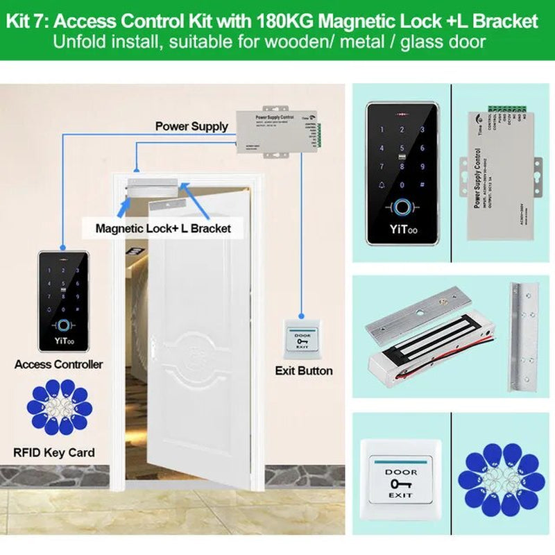 RFID Fingerprint Access Control System Door Lock, IP68 Fully Waterproof Electric Lock Set for Home Safe, Outdoor