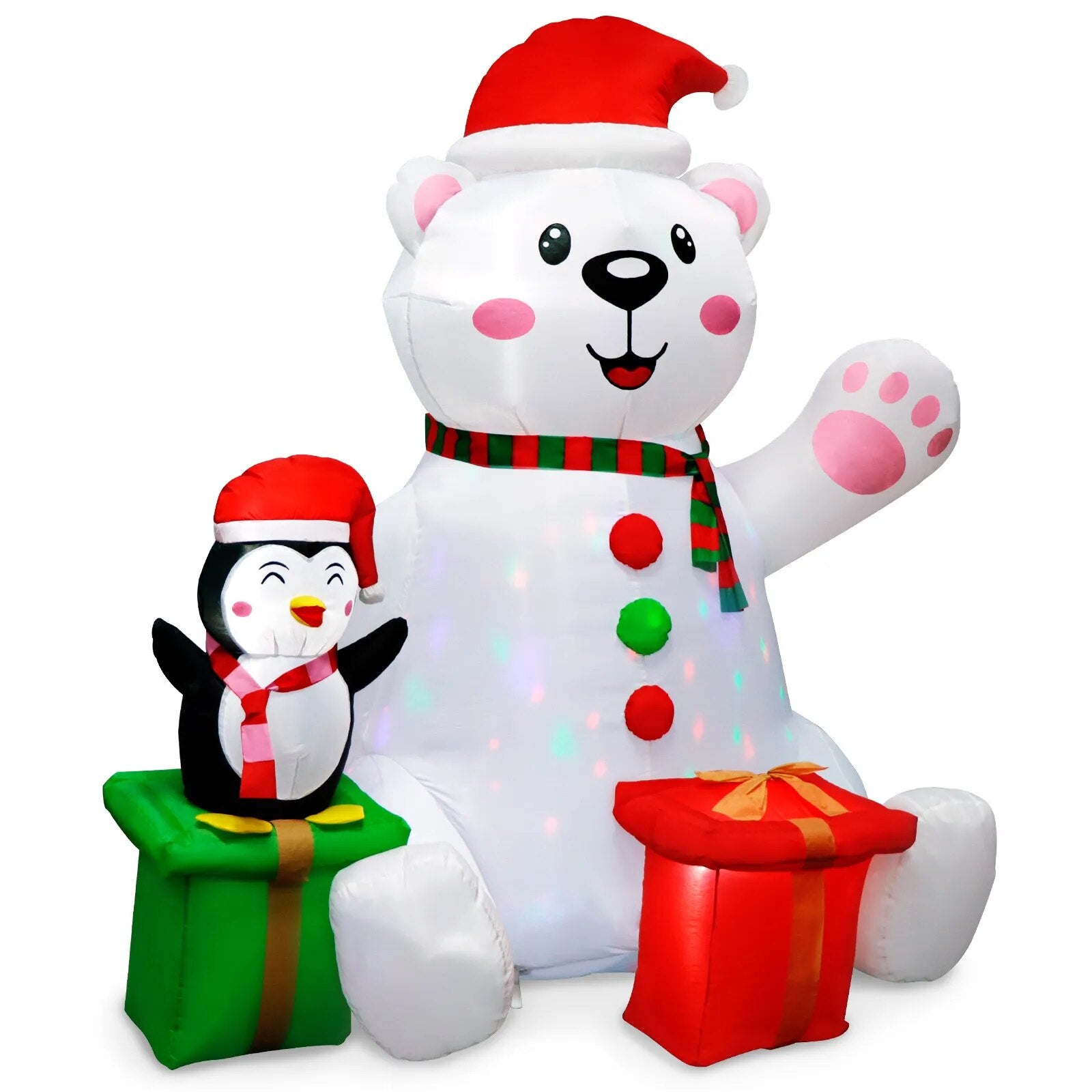 6 Ft Christmas Inflatable Polar Bear Penguin Outdoor Decoration with LED Light up Blow up Xmas Decor