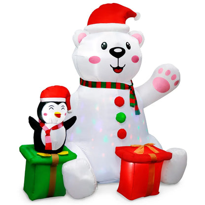 6 Ft Christmas Inflatable Polar Bear Penguin Outdoor Decoration with LED Light up Blow up Xmas Decor