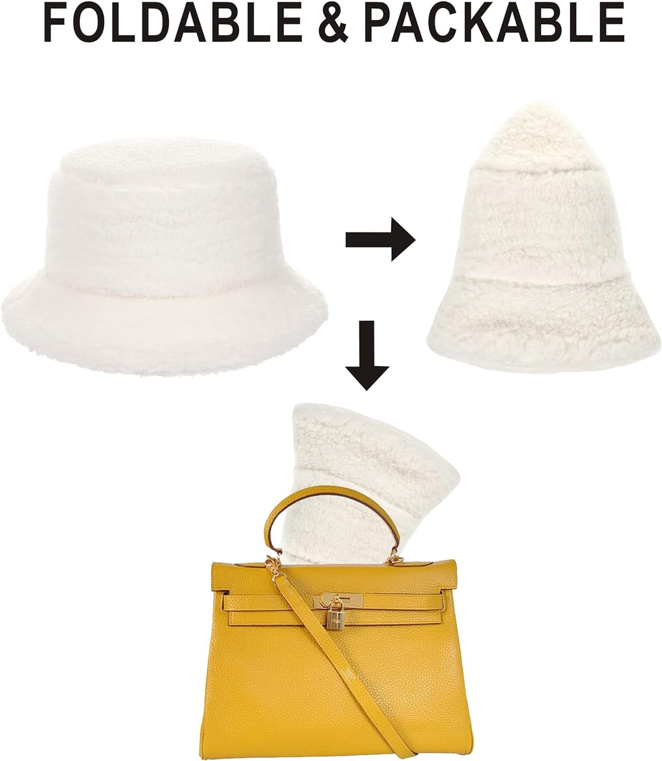 Women'S Faux Fur Bucket Hat Teddy Style Cloche Hat Winter Furry & Warm 