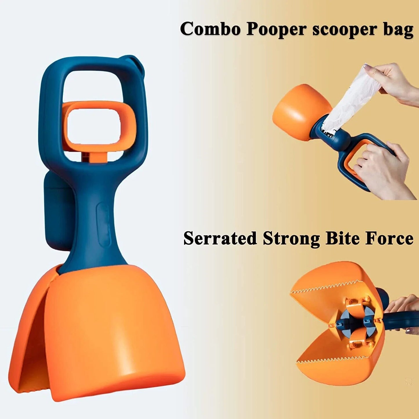 ATUBAN Dog Pooper Scooper Portable Poop Waste Pick Up, High Strength Material with Bag Dispenser Easy Grass & Gravel Pick Up