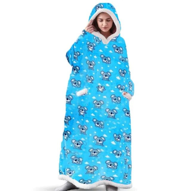 Super Long Flannel Blanket with Sleeves, Winter Hoodies Sweatshirt Women & Men Pullover Oversized Fleece 