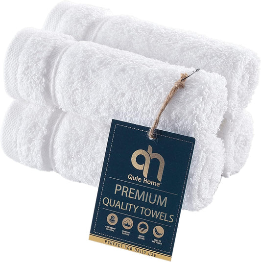 4-Piece Washcloths Towels Set, 100% Turkish Cotton Premium Quality Towels for Bathroom, Quick Dry Soft and Absorbent Turkish Towel, Set Includes 4 Wash Cloths (White)