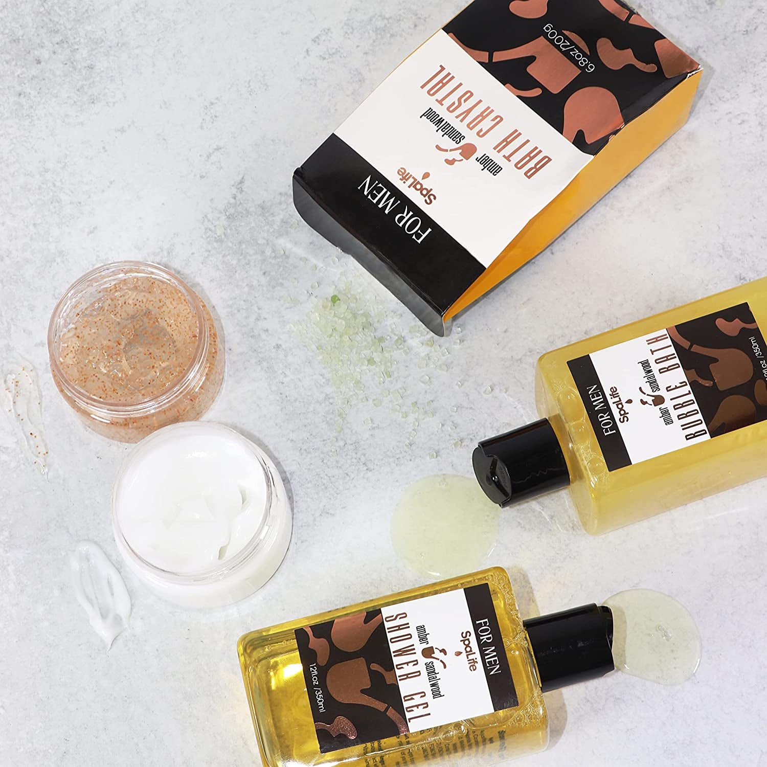Men'S Sandalwood Luxury Spa Skincare Set - Complete Care Kit for Rugged Revitalization, Exfoliating Scrub - Bath and Body Collection for Cleansing, Moisturizing, and Rejuvenation