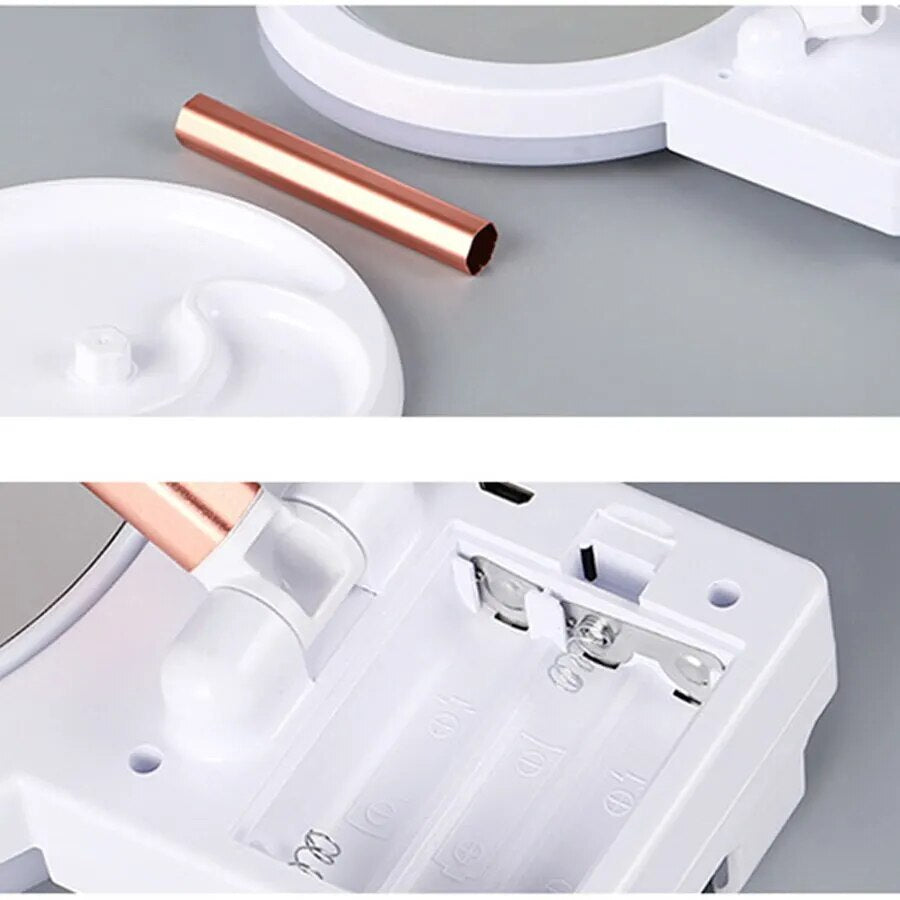 10X/1X Rotatable Desktop Makeup Mirror Light/ Makeup Mirror Portable Dimming Touch Switch