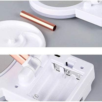 10X/1X Rotatable Desktop Makeup Mirror Light/ Makeup Mirror Portable Dimming Touch Switch