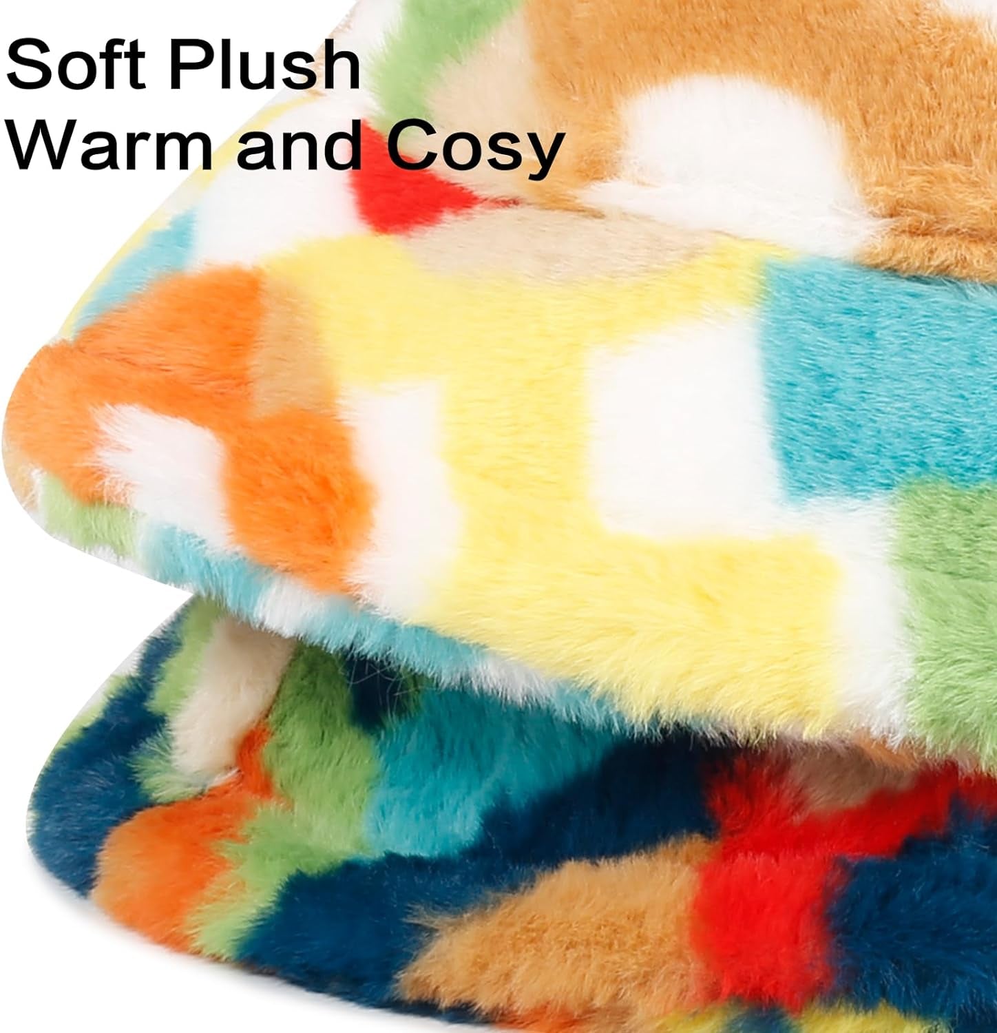 Winter Bucket Hat Fluffy Faux FurPlush Warm & Cute Fuzzy Bucket Hat for Women