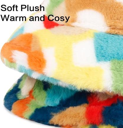 Winter Bucket Hat Fluffy Faux FurPlush Warm & Cute Fuzzy Bucket Hat for Women