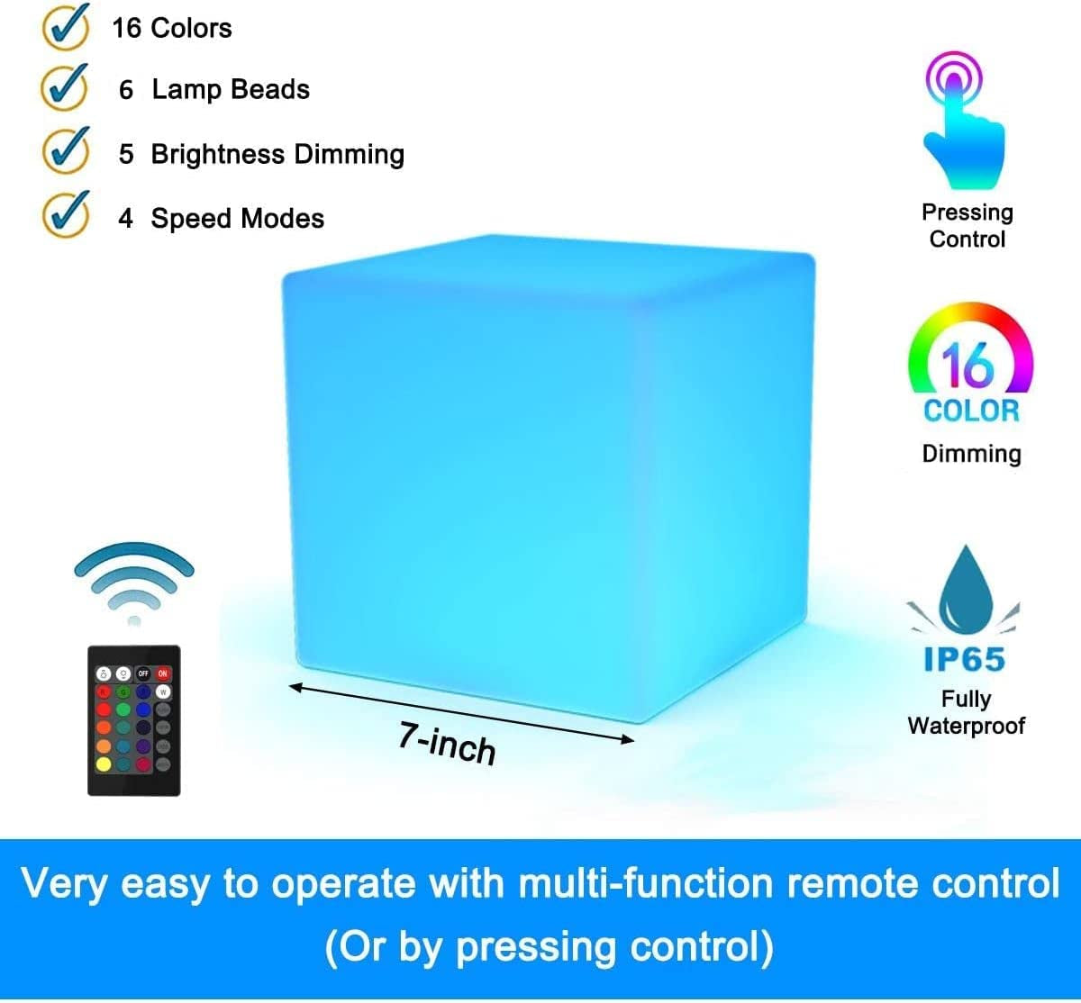 LED Light Cube:Rgb 16 Colors Cool Cosmic Cube Lights with Remote Control, MCU Tesseract Mood Lamp, IP65 Waterproof and USB Charging beside Desk Lamp, Perfect for Kids Nursery and Toys (7 Inch)