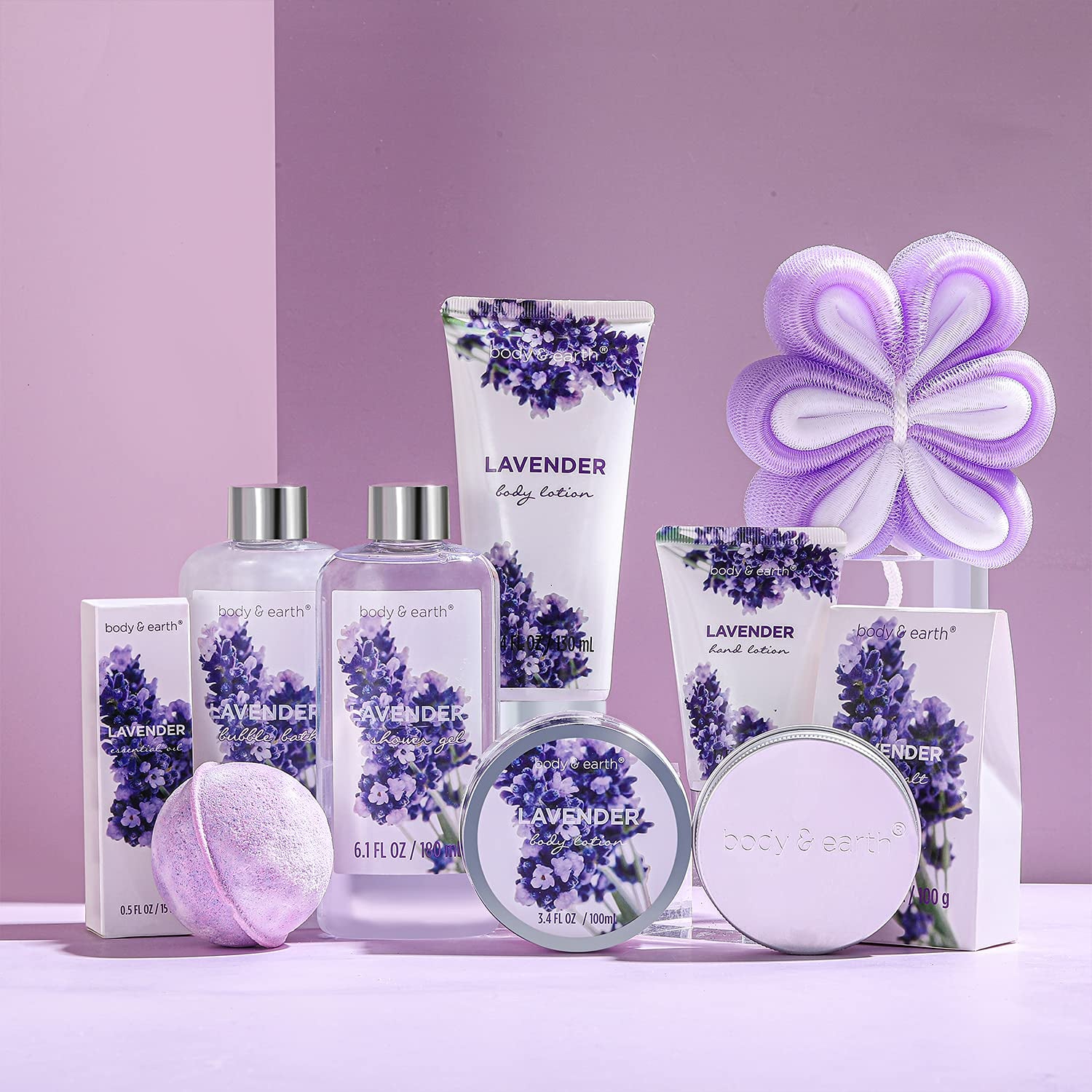 Gift Basket for Women - Bath Gifts Set, with Essential Oil, Shower Gel, Bubble Bath, Body Lotion, Lavender