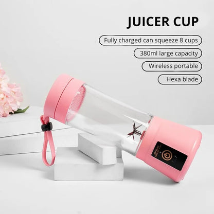 1Pc Pink Mini Portable Blender with USB charger, 6 Blades Mini Juicer/Mixer