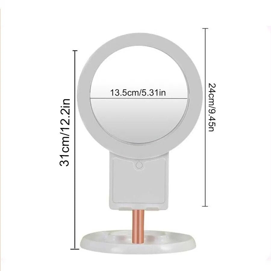 10X/1X Rotatable Desktop Makeup Mirror Light/ Makeup Mirror Portable Dimming Touch Switch