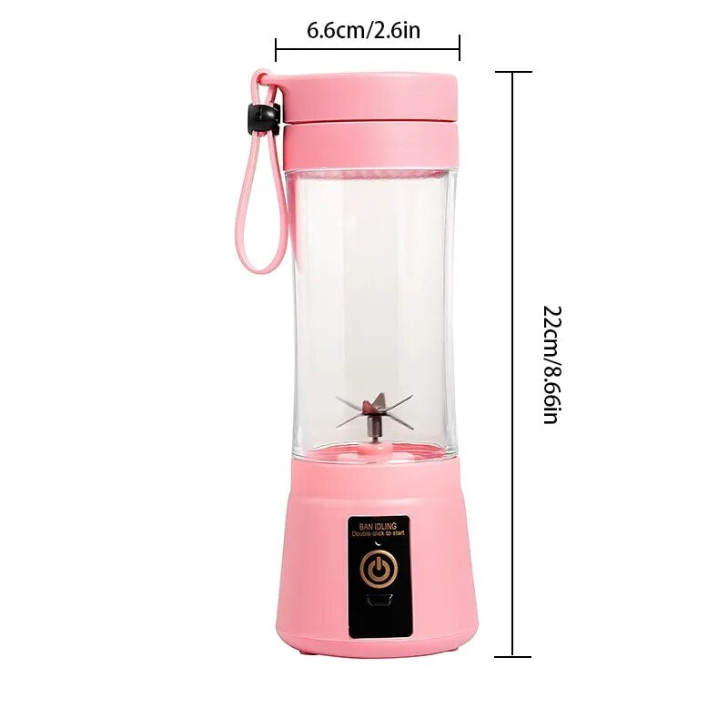 1Pc Pink Mini Portable Blender with USB charger, 6 Blades Mini Juicer/Mixer