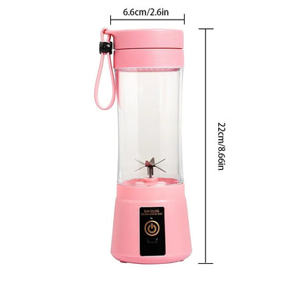 1Pc Pink Mini Portable Blender with USB charger, 6 Blades Mini Juicer/Mixer