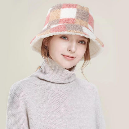 Winter Fluffy Faux Fur Plush Warm Hats Cute Fuzzy Bucket Hat for Women