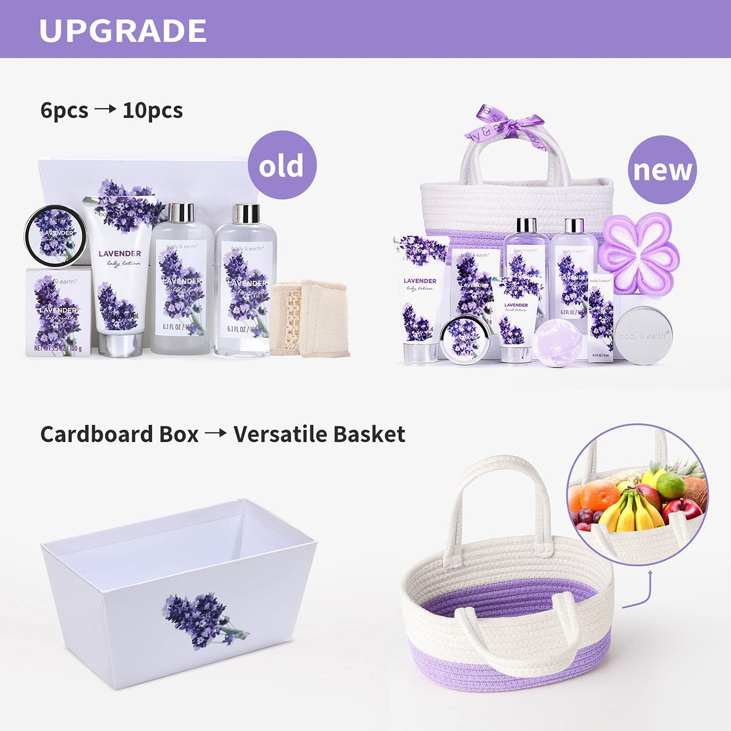Gift Basket for Women - Bath Gifts Set, with Essential Oil, Shower Gel, Bubble Bath, Body Lotion, Lavender