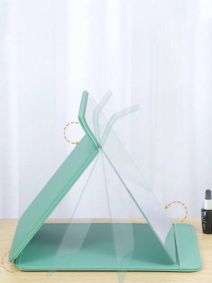 1Pcs Large Leather Simple Bread Folding Makeup Mirror