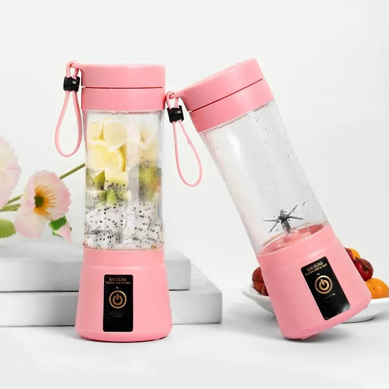 1Pc Pink Mini Portable Blender with USB charger, 6 Blades Mini Juicer/Mixer