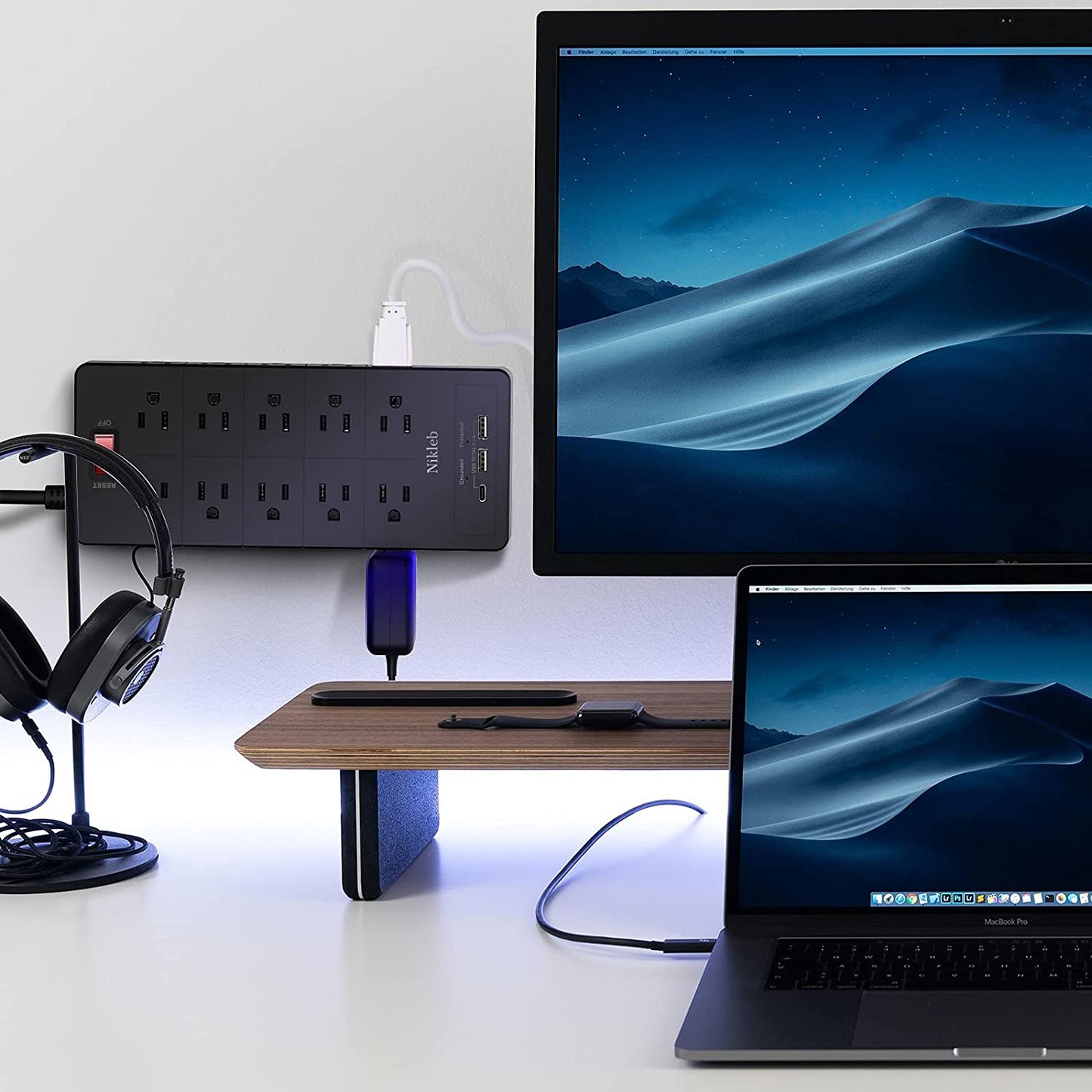 Power Strip 23 in 1, 20 Outlets Surge Protector Wall Mount with 2 USB Ports + 1 USB C Port 3.1A Total, Multi Plug Extension Cord 6Ft Heavy Duty, USB Charging Station for Multiple Devices, Home, Office