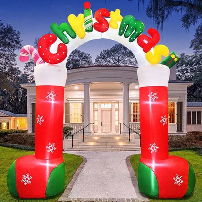 Hot Santa Claus Merry Christmas Tree Arch Sleigh Home Outdoor Inflatable Decoration Cosplay