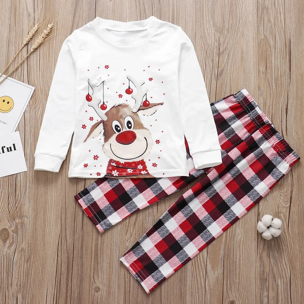 Christmas Family Pajamas Set Adult/Kid Sleepwear 2PCS  Tops +Pants Xmas Family Matching 