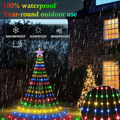 One Waterfall Light String, 9 Strip 2M/6,56FT, Christmas Lights, Eight Modes USB with Remote Control, Waterproof String Lights