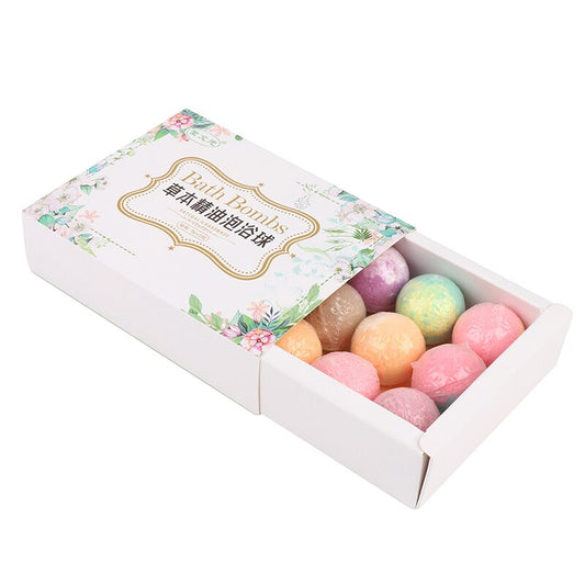 12Pcs/Set Natural Mini Handmade Bath/Foot Spa Bombs w/ Rich Essential Oils for Moisturizing Dry Skin (Relaxing Scent)