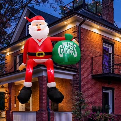 8FT Climbing Santa Christmas Inflatables Decorations Built-In LED Light Xmas Holiday for Party Outdoor Porch Decoration