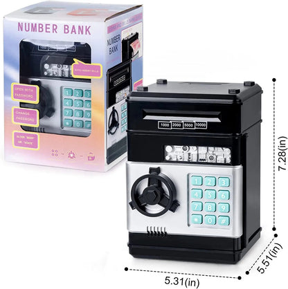 Electronic Piggy Bank Password Safe Box for Children, Coins, Cash, ATM Machine Kid Gifts