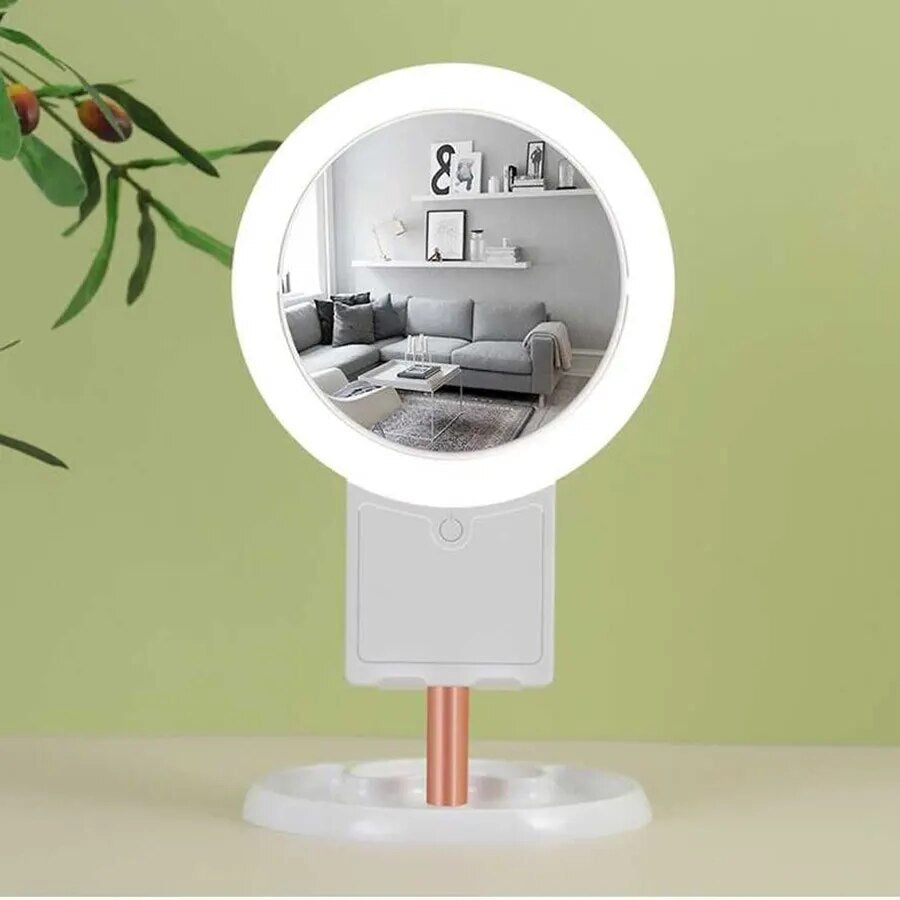 10X/1X Rotatable Desktop Makeup Mirror Light/ Makeup Mirror Portable Dimming Touch Switch