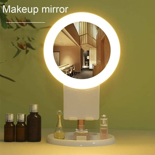 10X/1X Rotatable Desktop Makeup Mirror Light/ Makeup Mirror Portable Dimming Touch Switch