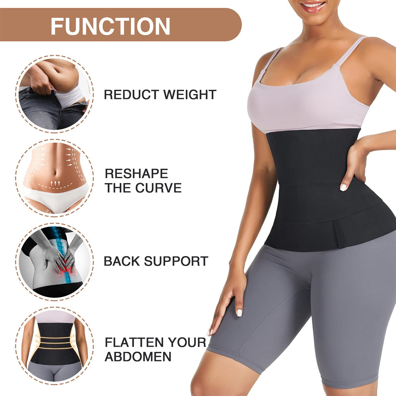 Waist Trainer for Women, Tummy Wrap, Waist Trimmer, Belt Slimming & Body Shaping Invisible Wrap
