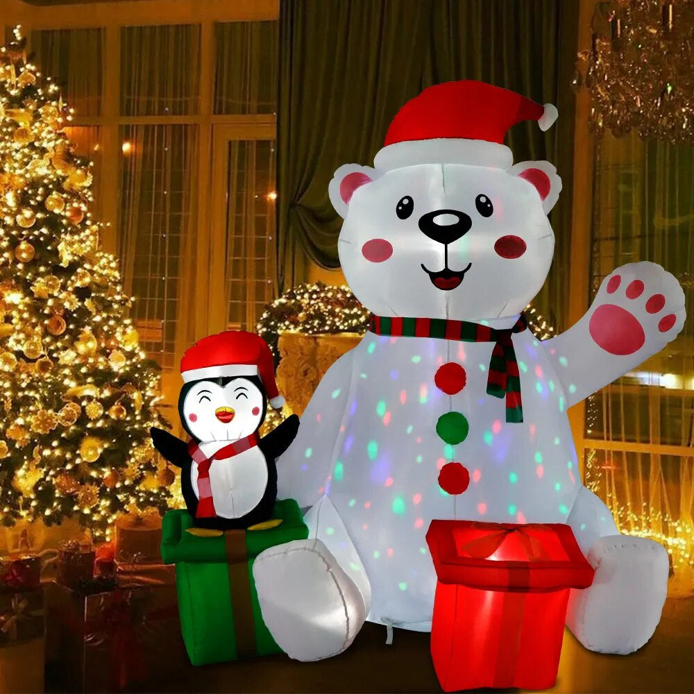6 Ft Christmas Inflatable Polar Bear Penguin Outdoor Decoration with LED Light up Blow up Xmas Decor