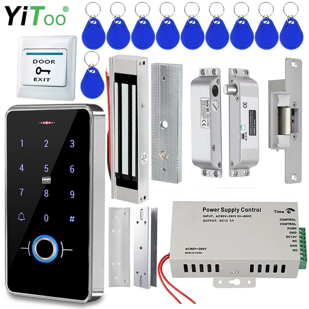 RFID Fingerprint Access Control System Door Lock, IP68 Fully Waterproof Electric Lock Set for Home Safe, Outdoor
